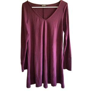 Express Purple V-Neck Long Sleeve Dress